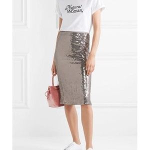 Rue Sequined Chiffon pewter-colored Skirt